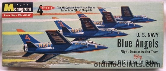 Monogram 1/101 F11F Tiger Blue Angels 4 Aircraft with Special Stand - Four Star Issue - (F11F1), PA29-98 plastic model kit